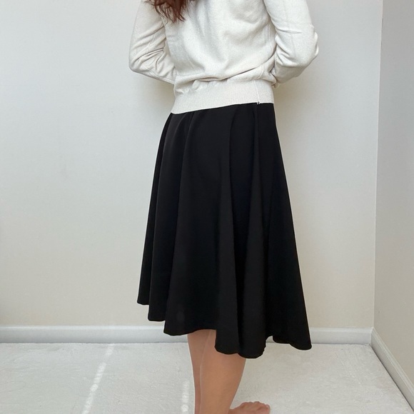 RockSteady High Waist Pin-up Office Lady Black Swing Circle Midi Skirt - Picture 5 of 7